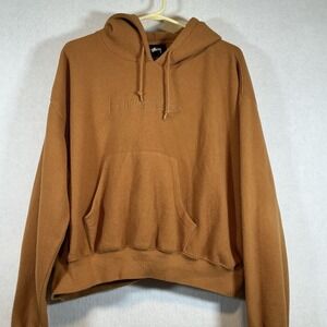 Vintage Stussy Bristol Polar Fleece Hoodie Pullover weatshirt Embroidered Logo L